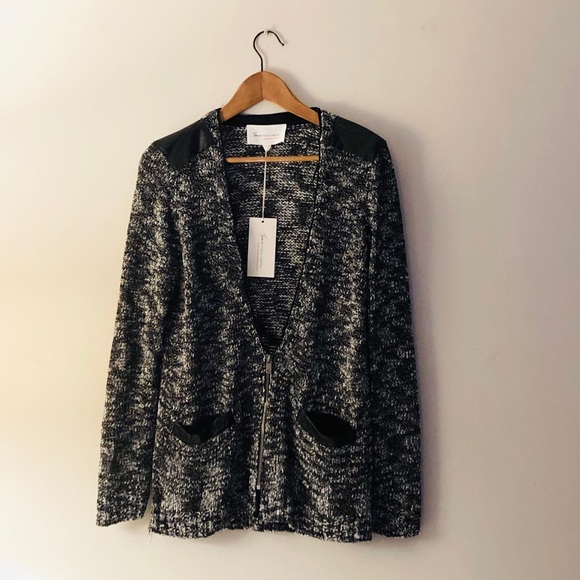 Vince Camuto Sweaters - Two by Vince Camuto Cardigan Faux Leather Trim-M